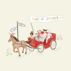 Cream Illustration du service pick-up After School – LBS