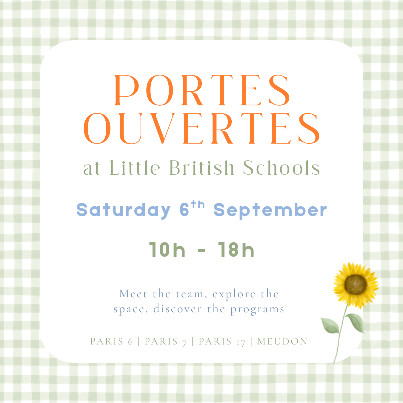 Portes ouvertes – samedi 6 septembre, 10h–18h